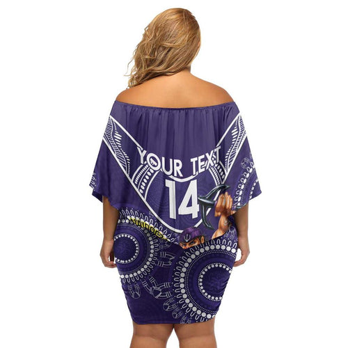 Custom AFL Dockers NAIDOC Week Family Matching Off Shoulder Short Dress and Hawaiian Shirt Keep The Fire Burning Indigenous Art