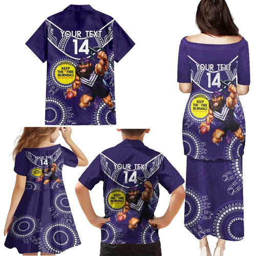 Custom AFL Dockers NAIDOC Week Family Matching Puletasi and Hawaiian Shirt Keep The Fire Burning Indigenous Art