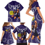 Custom AFL Dockers NAIDOC Week Family Matching Short Sleeve Bodycon Dress and Hawaiian Shirt Keep The Fire Burning Indigenous Art