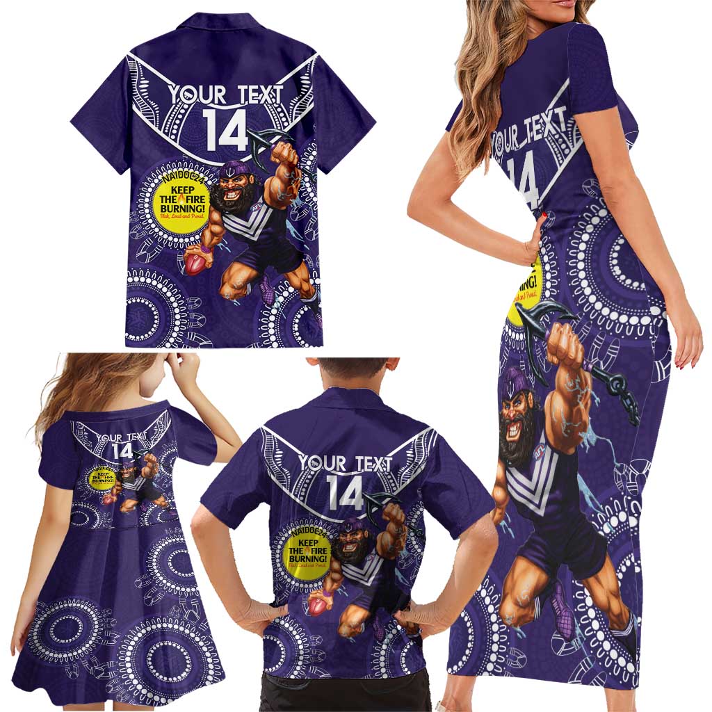 Custom AFL Dockers NAIDOC Week Family Matching Short Sleeve Bodycon Dress and Hawaiian Shirt Keep The Fire Burning Indigenous Art
