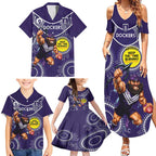 Custom AFL Dockers NAIDOC Week Family Matching Summer Maxi Dress and Hawaiian Shirt Keep The Fire Burning Indigenous Art