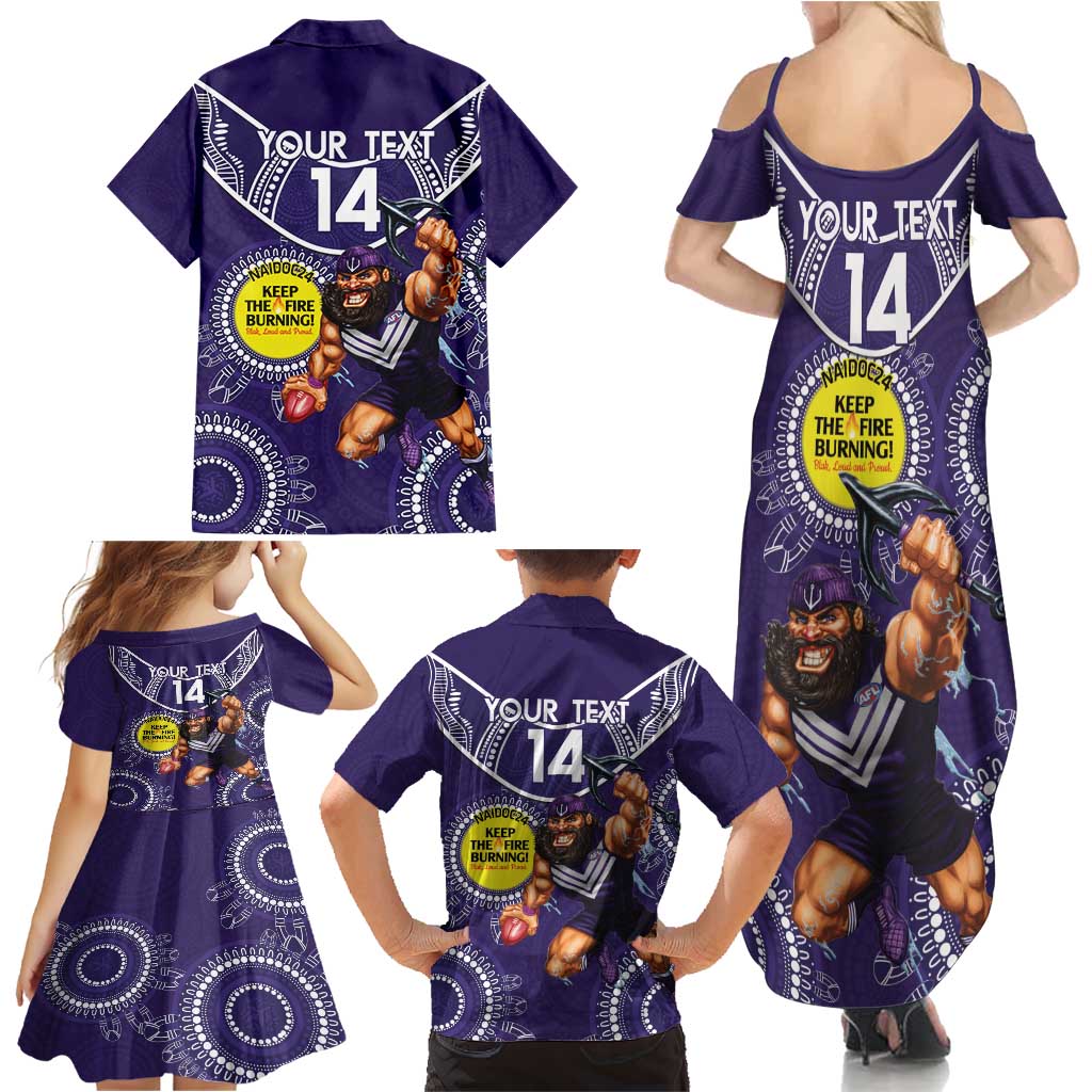 Custom AFL Dockers NAIDOC Week Family Matching Summer Maxi Dress and Hawaiian Shirt Keep The Fire Burning Indigenous Art