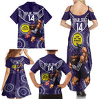 Custom AFL Dockers NAIDOC Week Family Matching Summer Maxi Dress and Hawaiian Shirt Keep The Fire Burning Indigenous Art