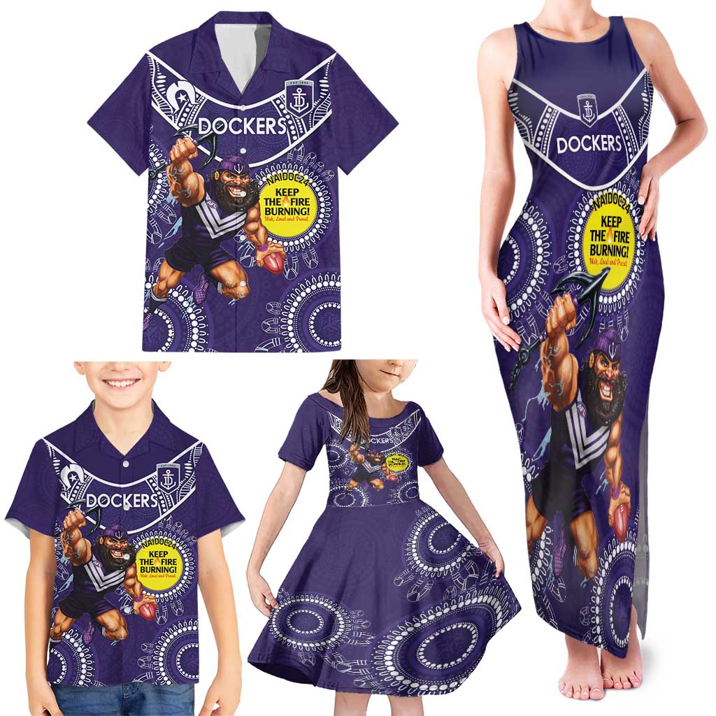 Custom AFL Dockers NAIDOC Week Family Matching Tank Maxi Dress and Hawaiian Shirt Keep The Fire Burning Indigenous Art