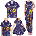Custom AFL Dockers NAIDOC Week Family Matching Tank Maxi Dress and Hawaiian Shirt Keep The Fire Burning Indigenous Art