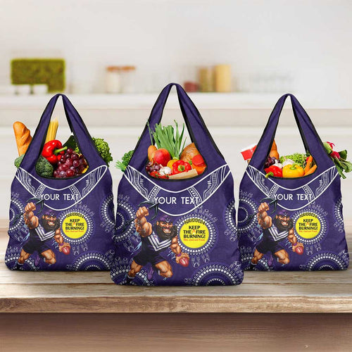 Custom AFL Dockers NAIDOC Week Grocery Bag Keep The Fire Burning Indigenous Art