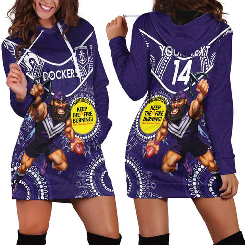 Custom AFL Dockers NAIDOC Week Hoodie Dress Keep The Fire Burning Indigenous Art