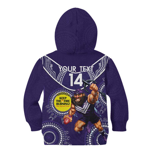 Custom AFL Dockers NAIDOC Week Kid Hoodie Keep The Fire Burning Indigenous Art