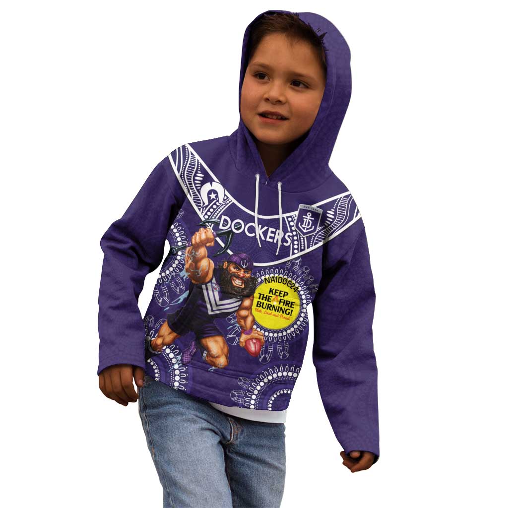 Custom AFL Dockers NAIDOC Week Kid Hoodie Keep The Fire Burning Indigenous Art