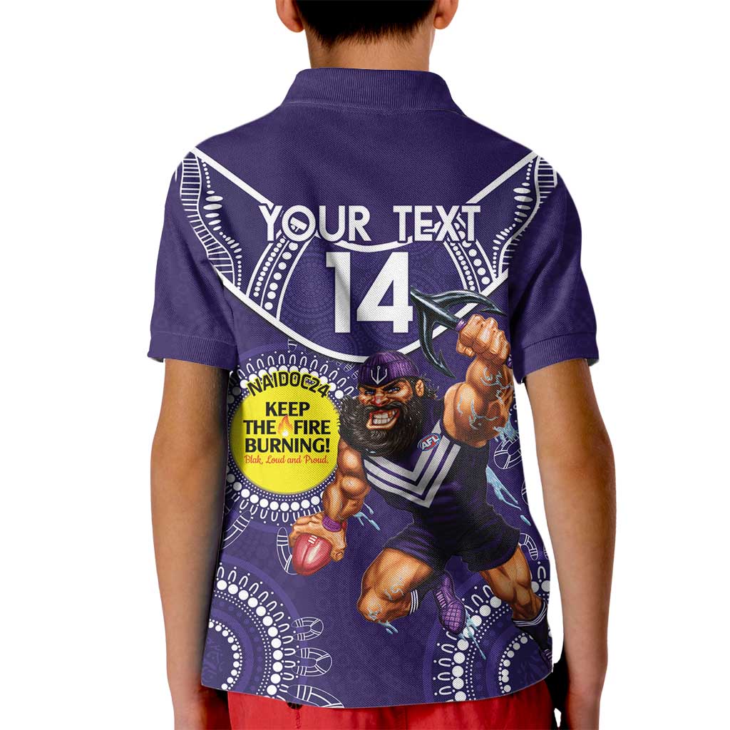 Custom AFL Dockers NAIDOC Week Kid Polo Shirt Keep The Fire Burning Indigenous Art