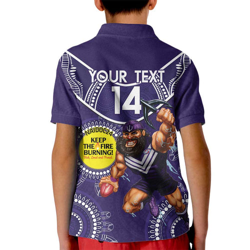 Custom AFL Dockers NAIDOC Week Kid Polo Shirt Keep The Fire Burning Indigenous Art