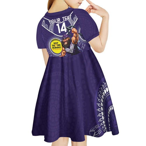 Custom AFL Dockers NAIDOC Week Kid Short Sleeve Dress Keep The Fire Burning Indigenous Art