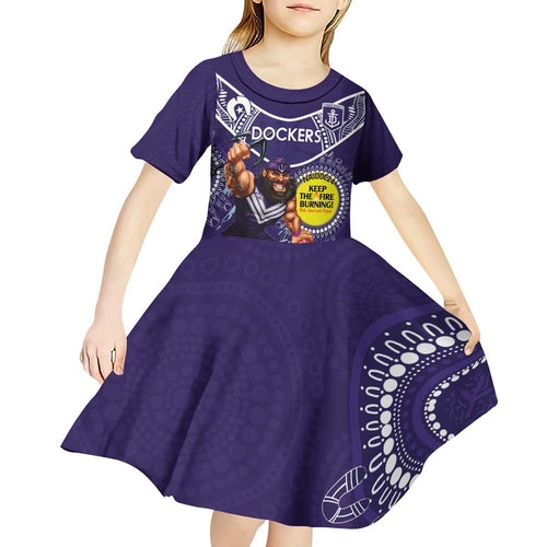 Custom AFL Dockers NAIDOC Week Kid Short Sleeve Dress Keep The Fire Burning Indigenous Art
