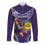 Custom AFL Dockers NAIDOC Week Long Sleeve Button Shirt Keep The Fire Burning Indigenous Art