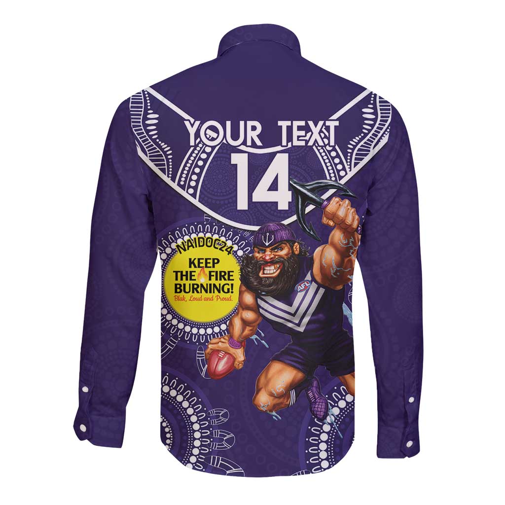 Custom AFL Dockers NAIDOC Week Long Sleeve Button Shirt Keep The Fire Burning Indigenous Art