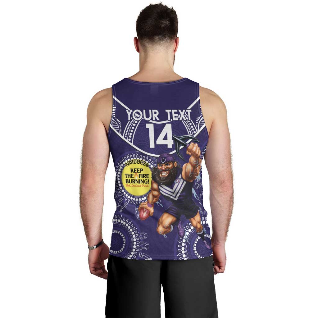 Custom AFL Dockers NAIDOC Week Men Tank Top Keep The Fire Burning Indigenous Art