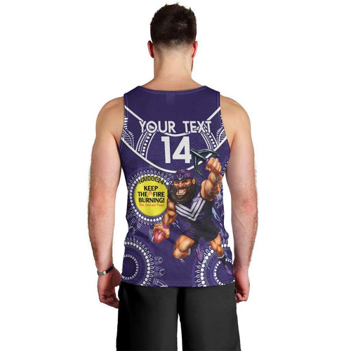 Custom AFL Dockers NAIDOC Week Men Tank Top Keep The Fire Burning Indigenous Art