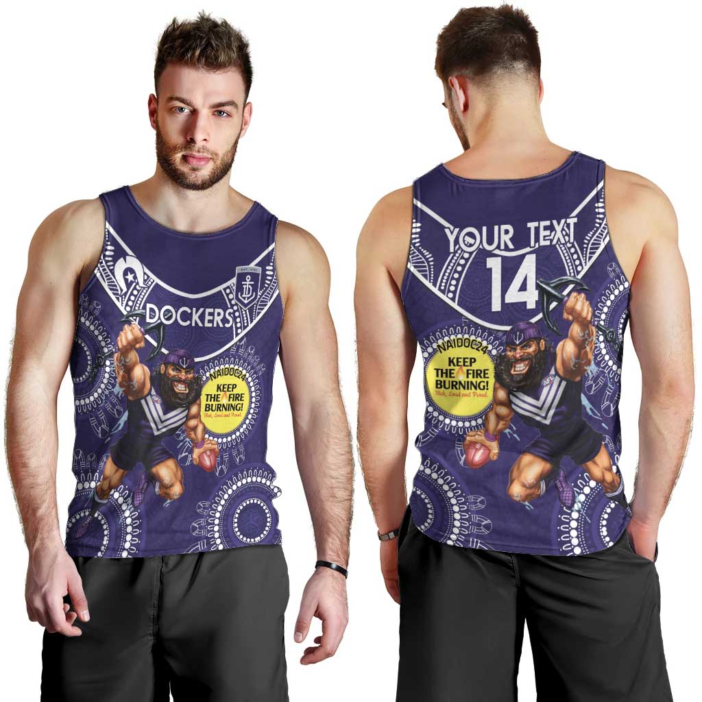 Custom AFL Dockers NAIDOC Week Men Tank Top Keep The Fire Burning Indigenous Art