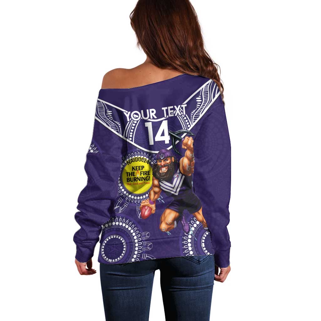 Custom AFL Dockers NAIDOC Week Off Shoulder Sweater Keep The Fire Burning Indigenous Art