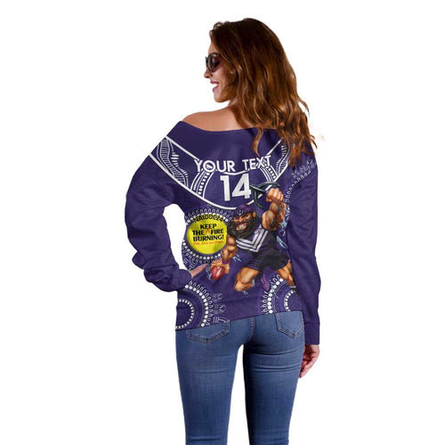 Custom AFL Dockers NAIDOC Week Off Shoulder Sweater Keep The Fire Burning Indigenous Art