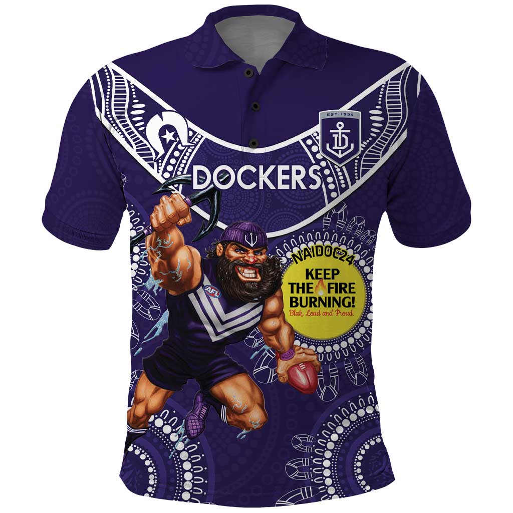 Custom AFL Dockers NAIDOC Week Polo Shirt Keep The Fire Burning Indigenous Art