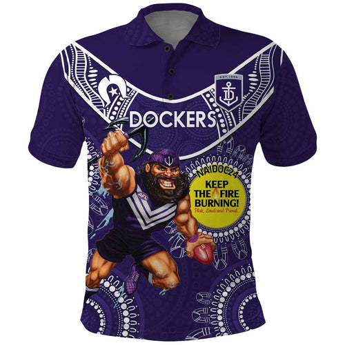 Custom AFL Dockers NAIDOC Week Polo Shirt Keep The Fire Burning Indigenous Art