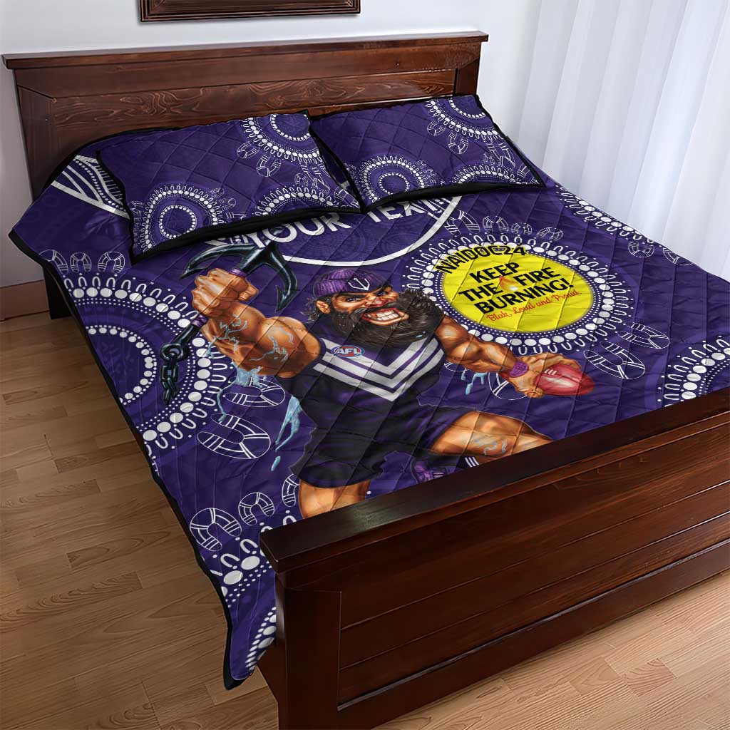 Custom AFL Dockers NAIDOC Week Quilt Bed Set Keep The Fire Burning Indigenous Art