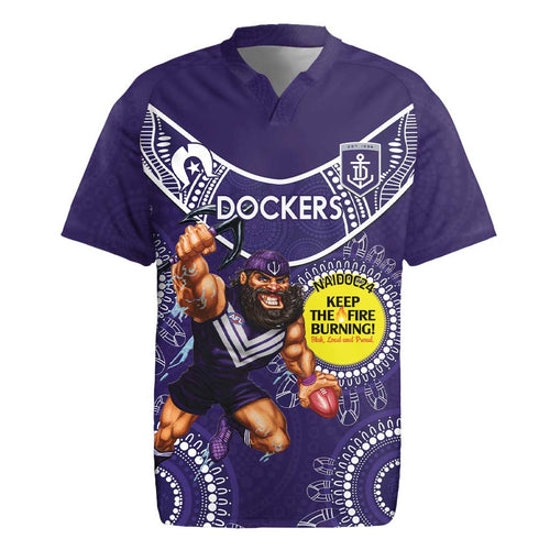 Custom AFL Dockers NAIDOC Week Rugby Jersey Keep The Fire Burning Indigenous Art