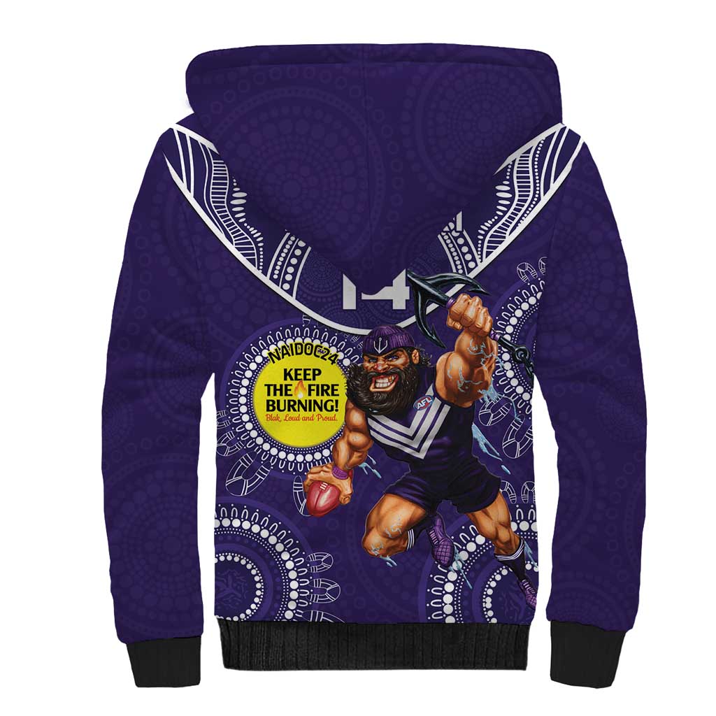 Custom AFL Dockers NAIDOC Week Sherpa Hoodie Keep The Fire Burning Indigenous Art