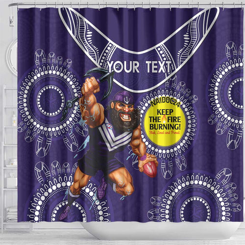 Custom AFL Dockers NAIDOC Week Shower Curtain Keep The Fire Burning Indigenous Art
