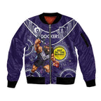 Custom AFL Dockers NAIDOC Week Sleeve Zip Bomber Jacket Keep The Fire Burning Indigenous Art