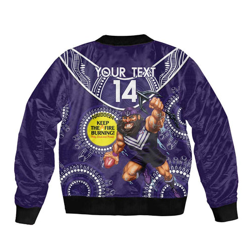 Custom AFL Dockers NAIDOC Week Sleeve Zip Bomber Jacket Keep The Fire Burning Indigenous Art