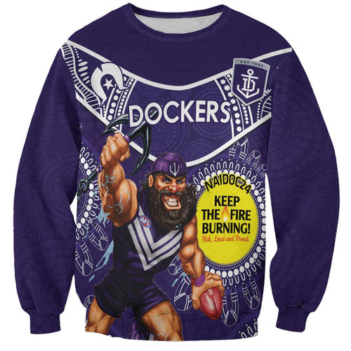 Custom AFL Dockers NAIDOC Week Sweatshirt Keep The Fire Burning Indigenous Art