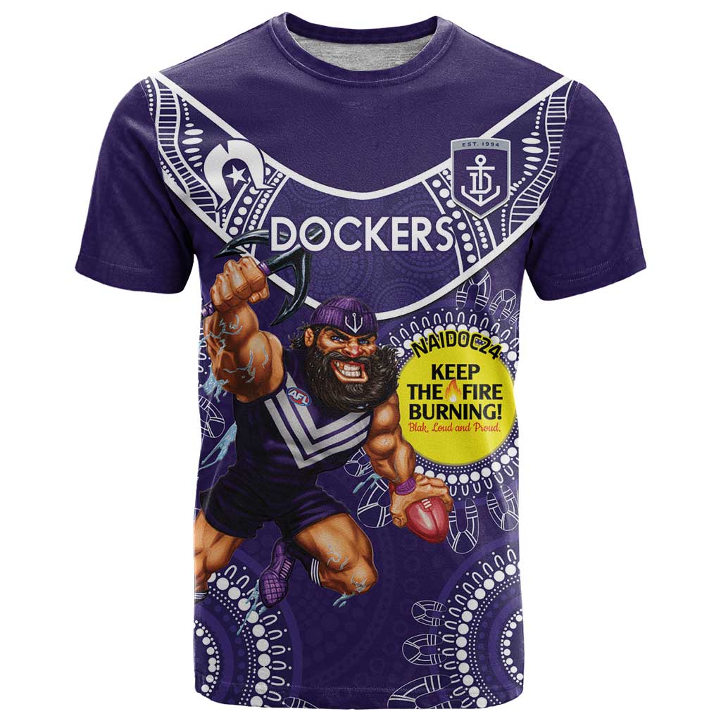 Custom AFL Dockers NAIDOC Week T Shirt Keep The Fire Burning Indigenous Art