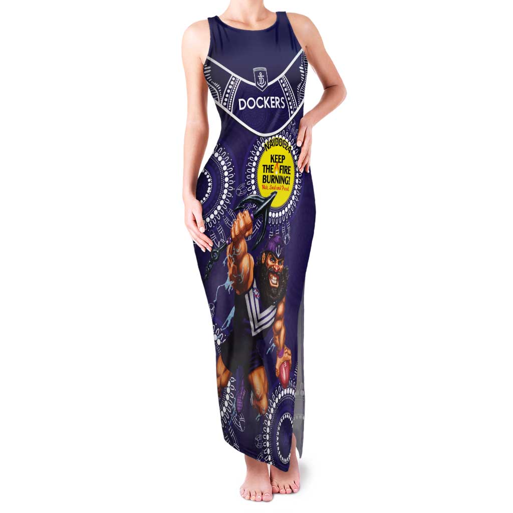 Custom AFL Dockers NAIDOC Week Tank Maxi Dress Keep The Fire Burning Indigenous Art