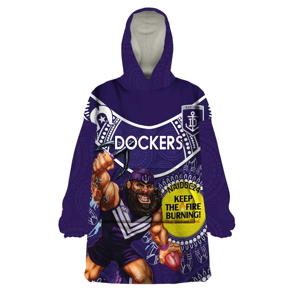 Custom AFL Dockers NAIDOC Week Wearable Blanket Hoodie Keep The Fire Burning Indigenous Art