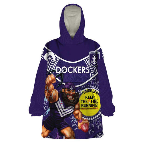 Custom AFL Dockers NAIDOC Week Wearable Blanket Hoodie Keep The Fire Burning Indigenous Art