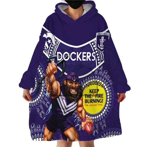 Custom AFL Dockers NAIDOC Week Wearable Blanket Hoodie Keep The Fire Burning Indigenous Art