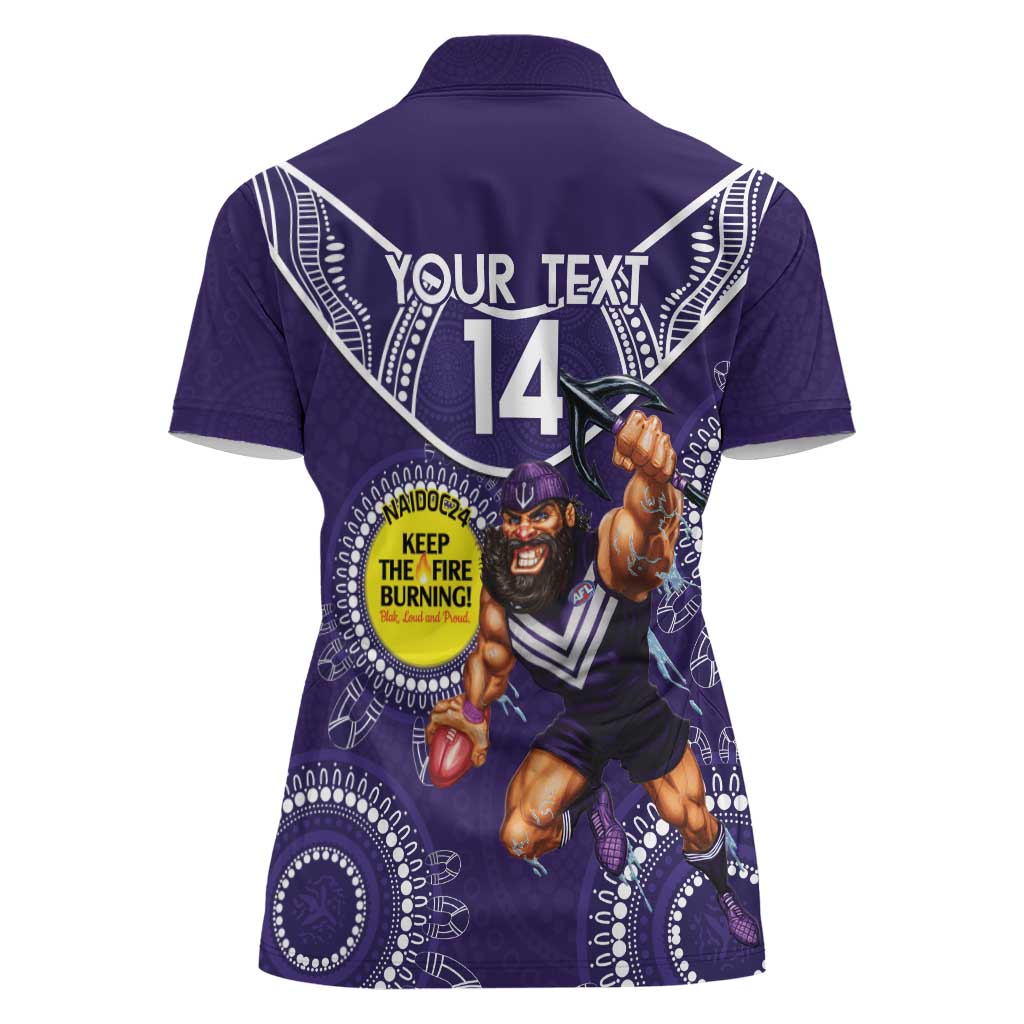 Custom AFL Dockers NAIDOC Week Women Polo Shirt Keep The Fire Burning Indigenous Art