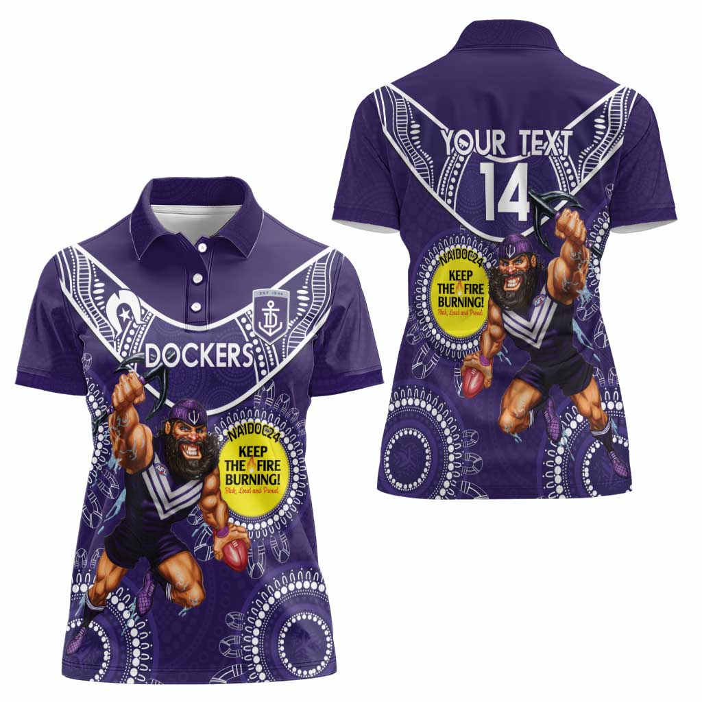Custom AFL Dockers NAIDOC Week Women Polo Shirt Keep The Fire Burning Indigenous Art