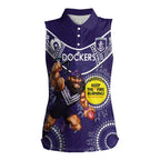 Custom AFL Dockers NAIDOC Week Women Sleeveless Polo Shirt Keep The Fire Burning Indigenous Art