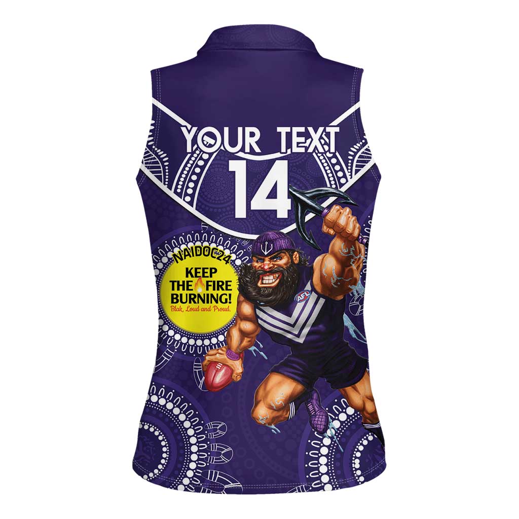 Custom AFL Dockers NAIDOC Week Women Sleeveless Polo Shirt Keep The Fire Burning Indigenous Art