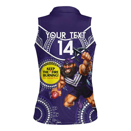 Custom AFL Dockers NAIDOC Week Women Sleeveless Polo Shirt Keep The Fire Burning Indigenous Art