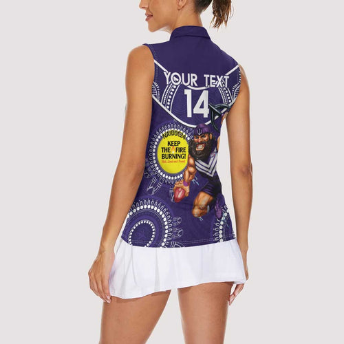 Custom AFL Dockers NAIDOC Week Women Sleeveless Polo Shirt Keep The Fire Burning Indigenous Art