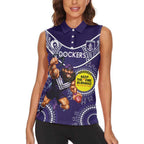 Custom AFL Dockers NAIDOC Week Women Sleeveless Polo Shirt Keep The Fire Burning Indigenous Art