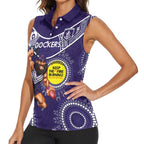 Custom AFL Dockers NAIDOC Week Women Sleeveless Polo Shirt Keep The Fire Burning Indigenous Art