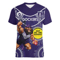 Custom AFL Dockers NAIDOC Week Women V-Neck T-Shirt Keep The Fire Burning Indigenous Art