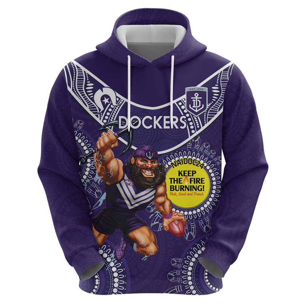 Custom AFL Dockers NAIDOC Week Zip Hoodie Keep The Fire Burning Indigenous Art