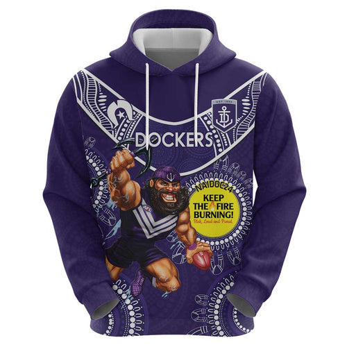 Custom AFL Dockers NAIDOC Week Zip Hoodie Keep The Fire Burning Indigenous Art