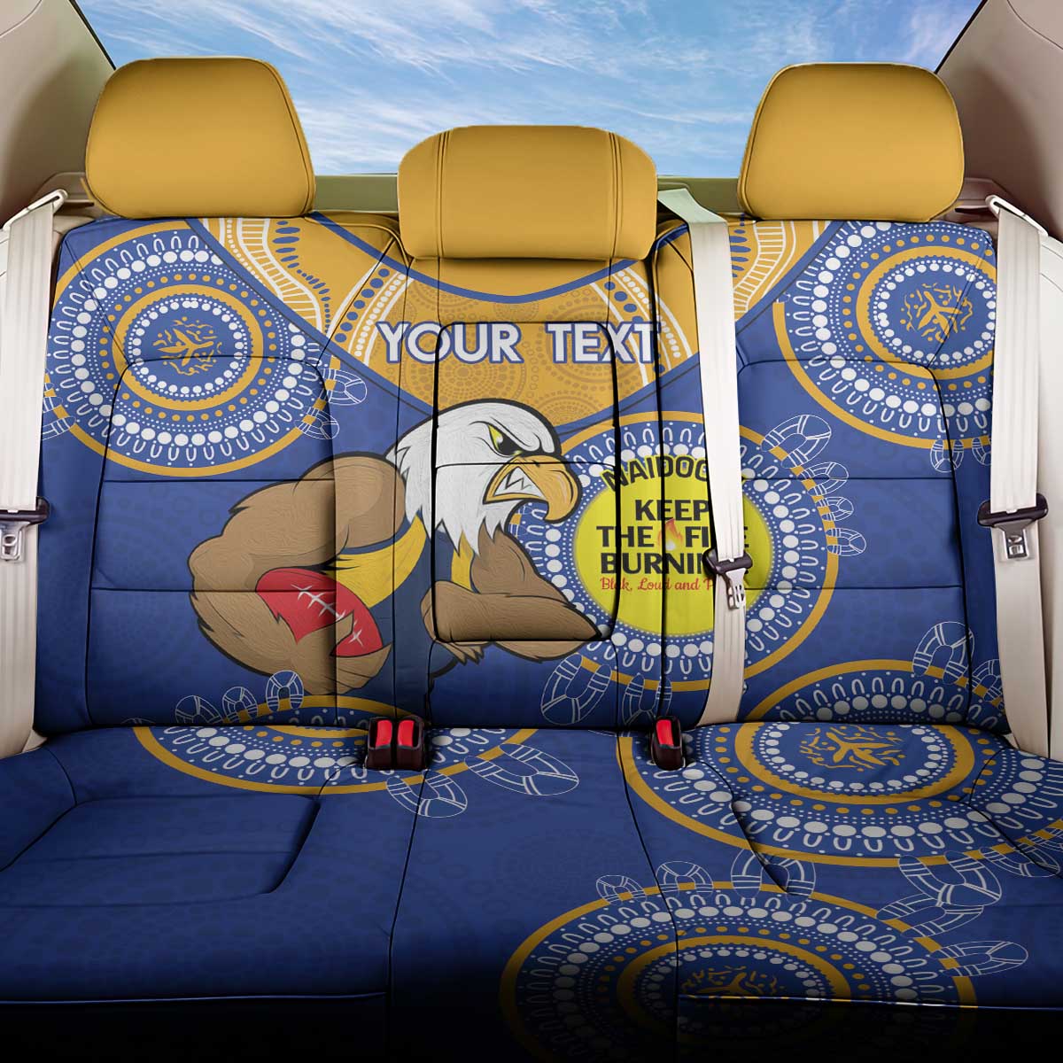 Custom AFL Eagles  NAIDOC Week Back Car Seat Cover Keep The Fire Burning Indigenous Art